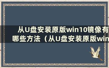 从U盘安装原版win10镜像有哪些方法（从U盘安装原版win10 ISO镜像）